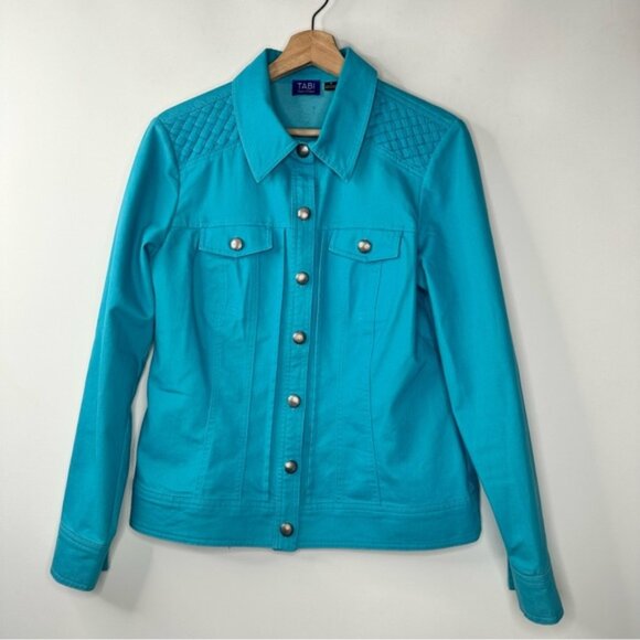 Tabi Button Up Jean Jacket Stretch Blue - Picture 1 of 9